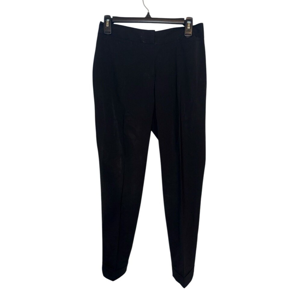 Women’s Lafayette 148 black cigarette style rolled hem virgin wool pant size 2